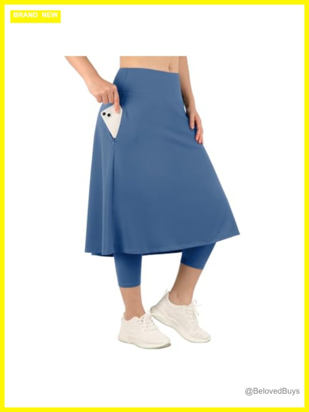 Womens Athletic Skirted Leggings with Pockets High Waisted Knee Length Tennis